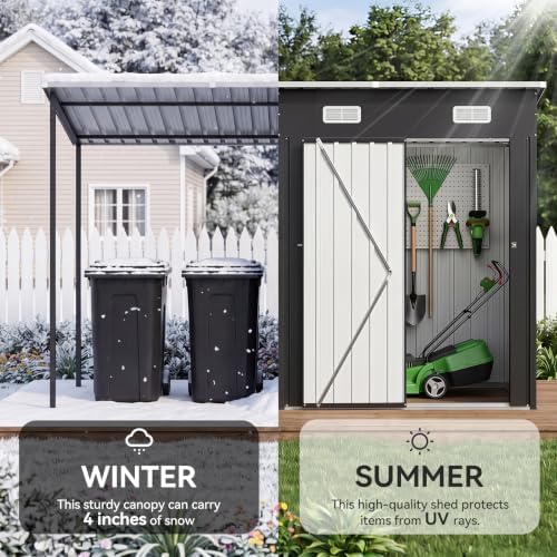Aoxun 5x3FT Outdoor Storage Shed & Hardtop Canopy Gazebo Combo