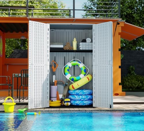 HOMSPARK Storage Shed Weather Resistance, Multi-Purpose Outdoor Storage Cabin...