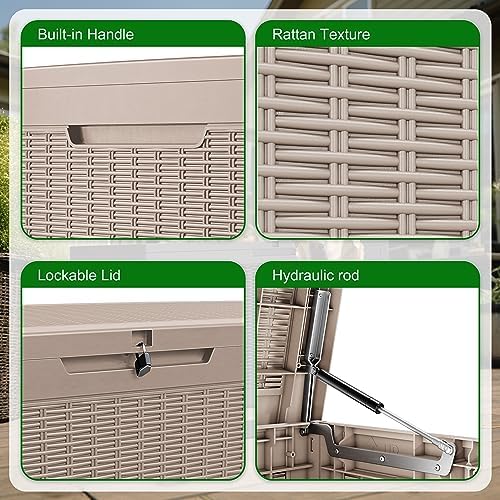 100 Gallon Outdoor Storage Box - Resin Deck Box for Waterproof Patio Furnitur...