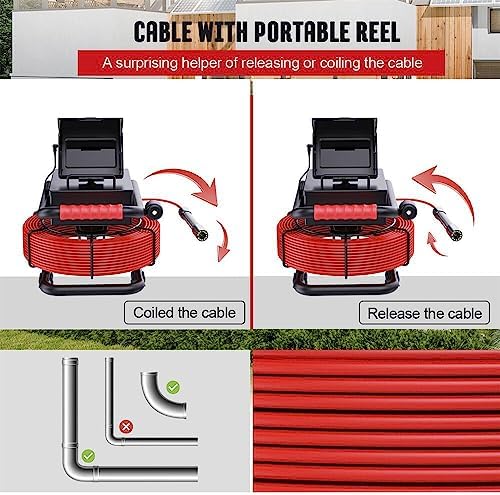 Sewer Camera 165ft/50m 4.3" Pipe Inspection Camera with 16G DVR IP68 Wat...