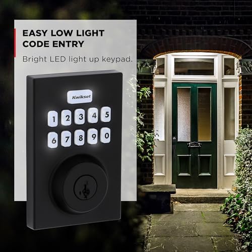 Kwikset Powerbolt 250 10-Button Keypad Matte Black Contemporary Electronic De...