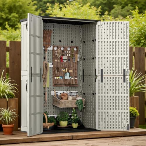 Patiowell 50 Cu.ft Resin Horizontal Outdoor Storage Shed, Plastic Cabinet