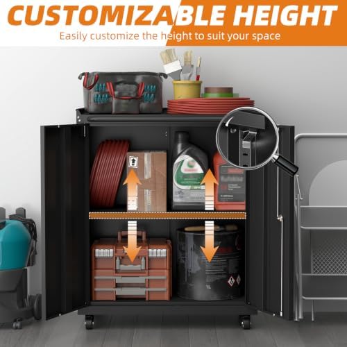 32''H Metal Storage Cabinets with Lock, Metal Garage Storage Cabinet ...