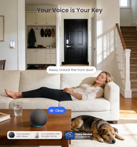 Veise VE017-H 8-in-1 Fingerprint Smart Front Door Lock Set, Satin Nickel