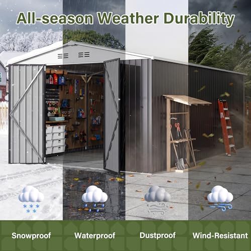 Polar Aurora 10x16 Outdoor Storage Metal Shed with Updated Frame Structure