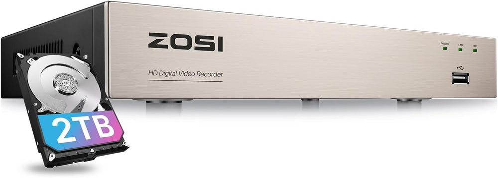 ZOSI 1080P H.265+ 8CH Hybrid 4-in-1 CCTV DVR Recorder with 2TB Hard Drive