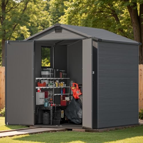 Patiowell Outdoor Plastic Storage Shed 6x6 FT, Resin Shed for Garden