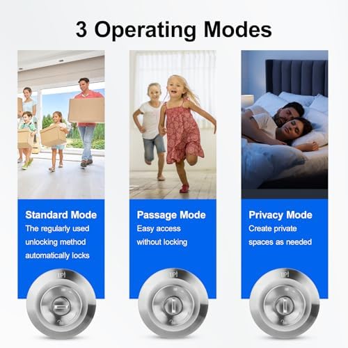 Smart Fingerprint Door Knob, 3-in-1 Keyless Entry with Auto Lock & App, B...