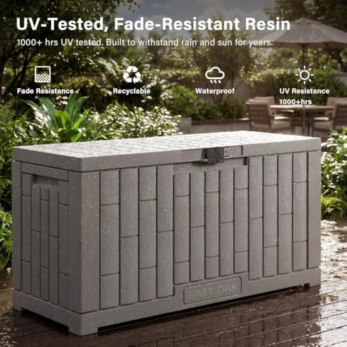 EAST OAK Outdoor Storage Box, 60 Gallon Deck Box Indoor and Outdoor Use, Wate...