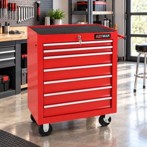 7 Drawers Rolling Tool Cart on Wheels, Multifunctional Organizer Tool Chest T...