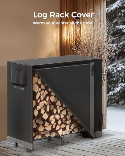 4ft Firewood Log Rack with Cover Outdoor, Heavy Duty Indoor Outdoor Firewood ...