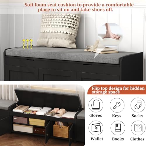 HOMEFORT 41.3" Shoe Bench with Lift Top Storage, Entryway Bench with Cus...