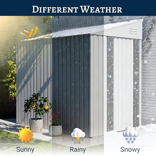 YOPTO 4x7 FT Outdoor Storage Shed Lean to Shed,Metal Shed W/Lockable Door &am...