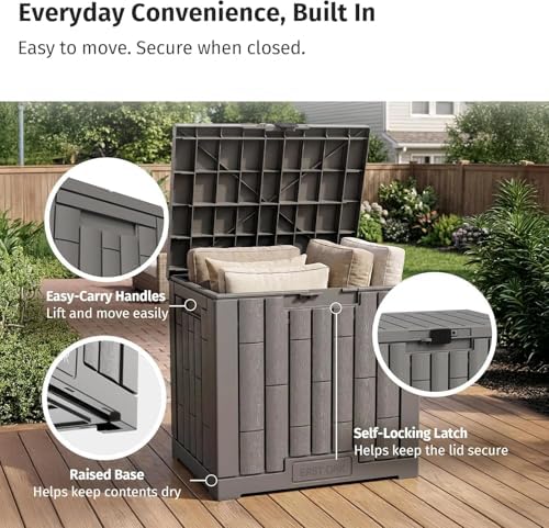 EAST OAK Outdoor Storage Box, 31 Gallon 2 Pack Deck Box Indoor and Outdoor Us...