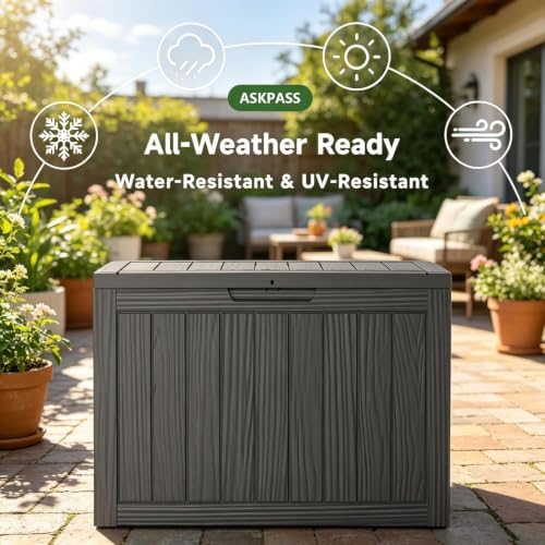 55 Gal Outdoor Storage Box Waterproof Lockable Deck Box