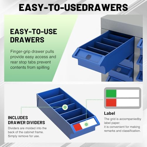 Yeeoy 75 Drawers Parts Cabinet, Nut and Bolt Storage Organizer, Grey