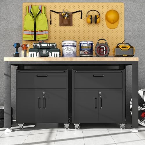 Metal Mobile Tool Storage Cabinet with 2 Locking Door and 1 Drawer