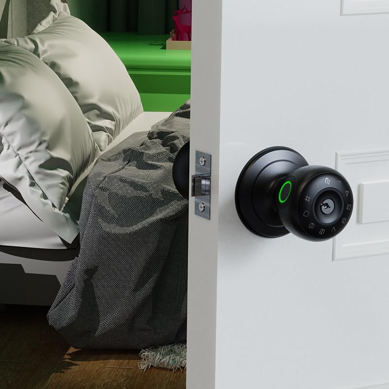 Fingerprint Door Lock,4 in 1 Smart Door Knob with Keypad Code,Biometric &...