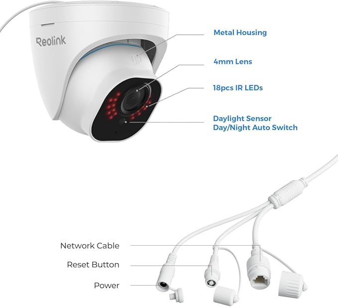 REOLINK 4K Outdoor Cameras for Home Security, IP PoE Dome Surveillance Camera...