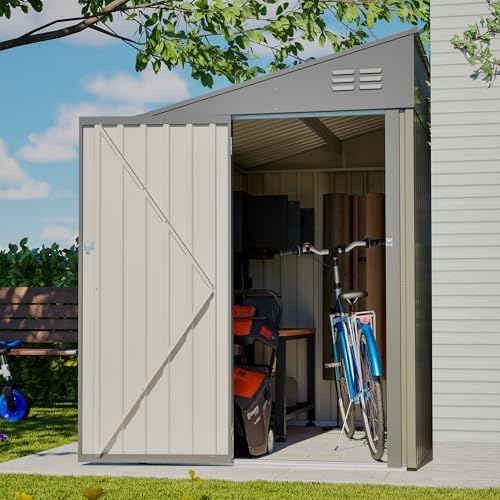 YOPTO 4x7 FT Outdoor Storage Shed Lean to Shed,Metal Shed W/Lockable Door &am...