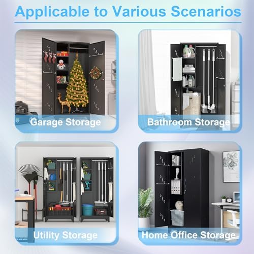 OSEILLC Metal Storage Cabinet with Locking Doors, 75" Tall Garage Cabine...