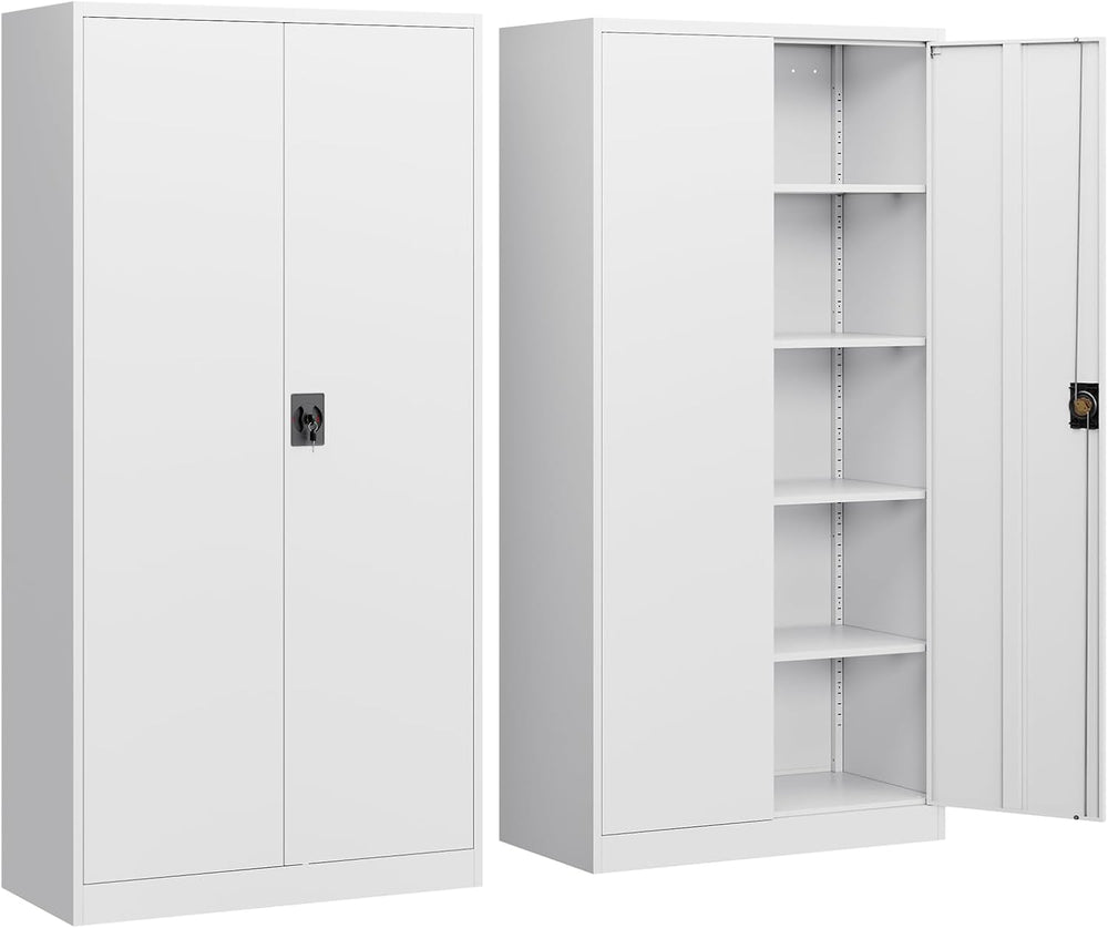 Yizosh Metal Garage Storage Cabinet with Lock, 72" Locking Tool Cabinet ...