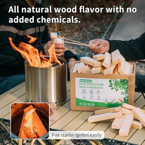 Mini Firewood with 4pcs Fire Starters&Gloves 5'' Lengths Pine Kil...