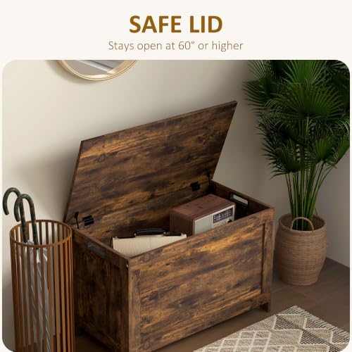 HOMCOM Storage Bench Cut-Out Handles 29.9" x 15.7" x 18.9" Rus...