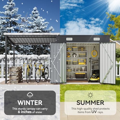 Aoxun 6x4FT Outdoor Storage Shed & Hardtop Gazebo with Magnetic Lights