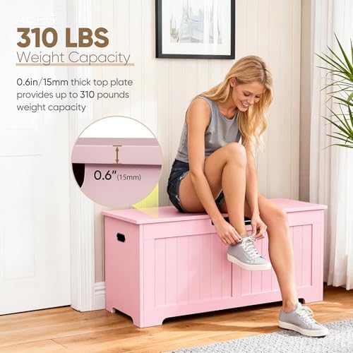 SUPER DEAL Storage Chest, 39 inches Chest Box Organizer with 2 Safety Hinges,...