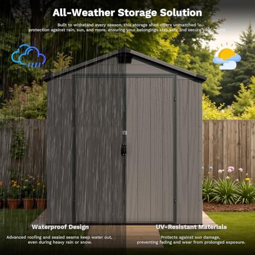 Patiowell Outdoor Plastic Storage Shed 6x6 FT, Resin Shed for Garden