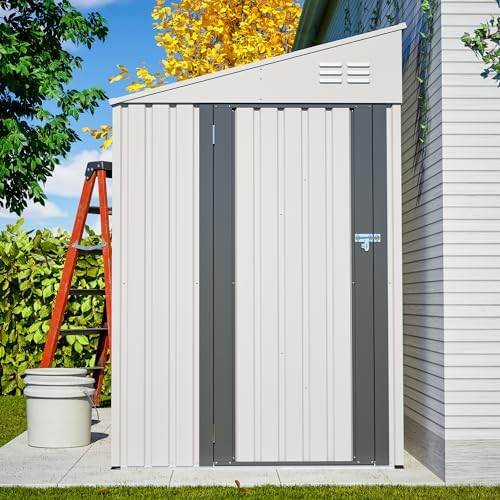 YOPTO 4x7 FT Outdoor Storage Shed Lean to Shed,Metal Shed W/Lockable Door &am...