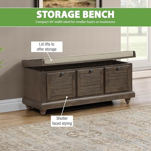 OSP Home Furnishings Dover Coastal Lift-Top Storage Bench with Shutter Face S...