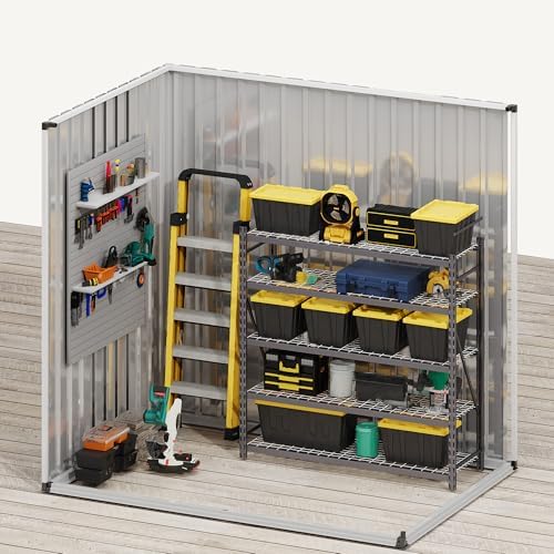 DWVO 6x4ft Metal Outdoor Storage Shed with Window, Lockable Tool Storage Shed...