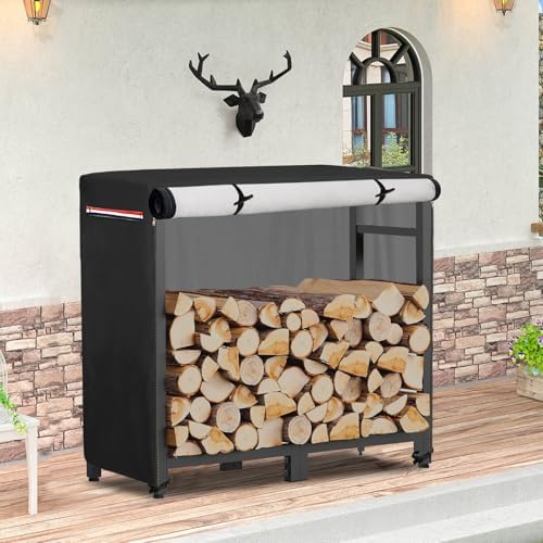 Outdoor Waterproof 34 Inch Small Firewood Rack Cover with Zipper