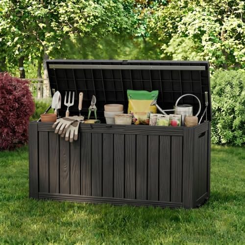 ROJIK 149 Gallon Outdoor Storage Box Waterproof,Weatherproof Deck Boxes Outdo...