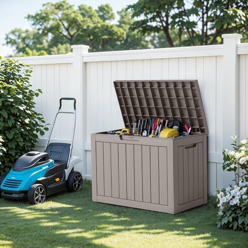 EasyUp 45 Gallon Waterproof Outdoor Storage Box UV Resistant Deck Box