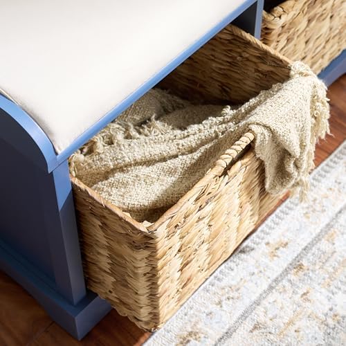 SAFAVIEH Freddy Wood Storage Bench, 33" Farmhouse Blue AMH5736K