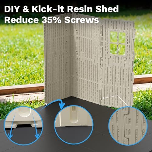 Devoko 8 x 12 FT Resin Outdoor Storage Shed with Floor, Large Plastic Sheds