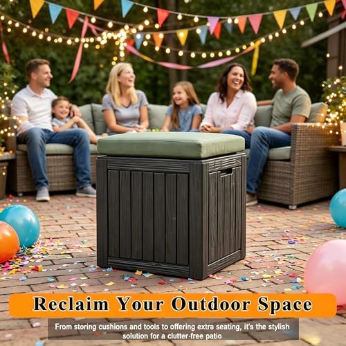 Outdoor Storage Box Resin Deck Box Waterproof Black 36 Gallon