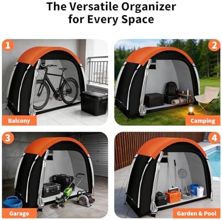 Bike Storage Tent with Rain Cover, PU5000 Waterproof 2-Bike Shed