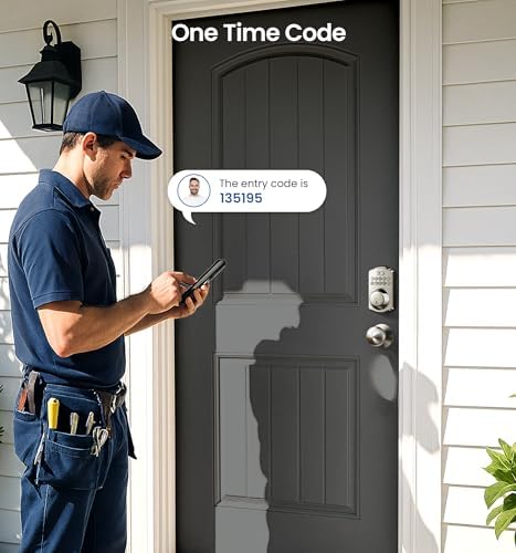 Veise KS01C Keyless Entry Deadbolt Door Lock with Knobs, Satin Nickel