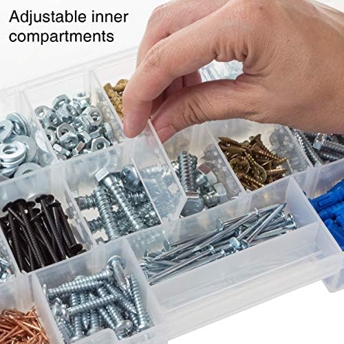 Storage and Tool Box-Durable Organizer Utility Box-4 Drawers with 19 Compartm...