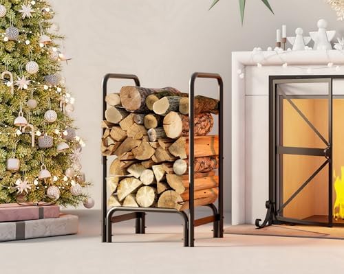 Fire Beauty Firewood Rack, Carbon Steel Log Holder for Indoor Outdoor Use