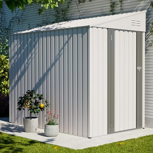 YOPTO 4x7 FT Outdoor Storage Shed Lean to Shed,Metal Shed W/Lockable Door &am...