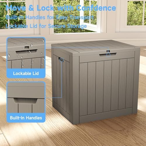 EasyUp 33 Gallon Indoor Outdoor Storage Box Waterproof Deck Box