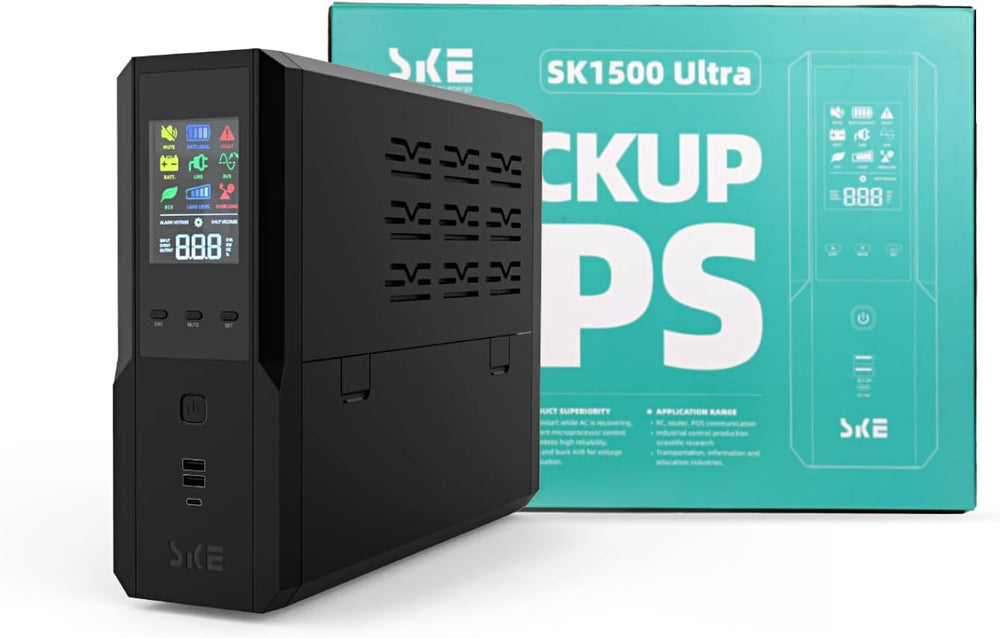 SKE 1500VA/900W Small UPS Battery Backup & Surge Protector