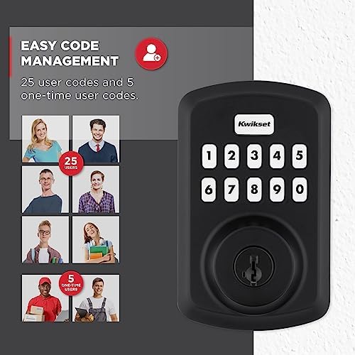 Kwikset Powerbolt 250 10-Button Keypad Matte Black Transitional Electronic De...
