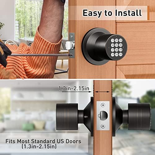 Digital Door Lock with Keypad - Electronic Door Knob for Keyless Entry - Oil ...