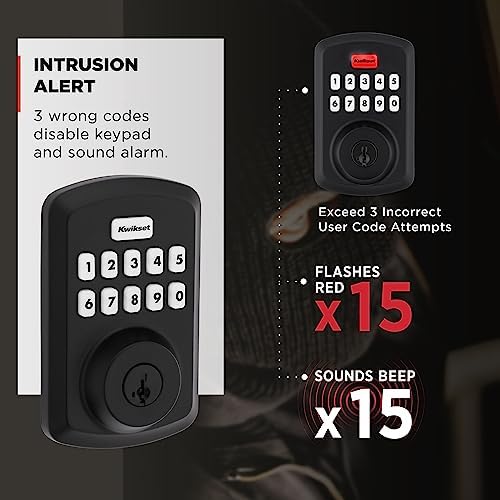 Kwikset Powerbolt 250 10-Button Keypad Matte Black Transitional Electronic De...